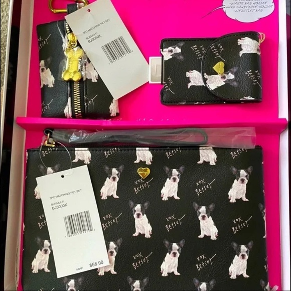 Betsey Johnson 3 Piece Matching French Bulldog Pet Gift Box Set NIB